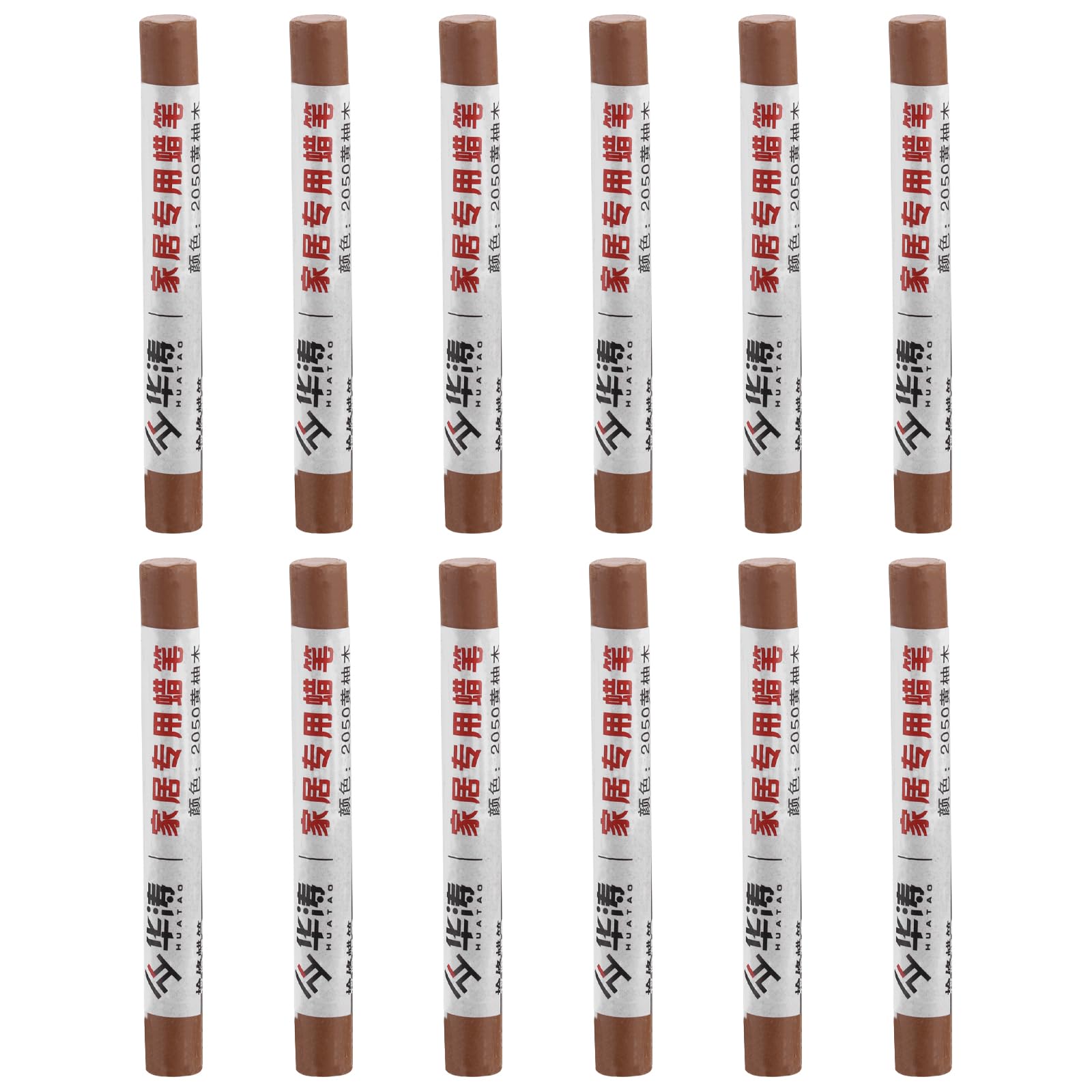 PATIKIL Furniture Repair Crayons, 12 Pcs Wax Wood Filler Sticks Wood Wax Crayons for Scratches, Wood Floor, Holes, Tables, Yellow Teak