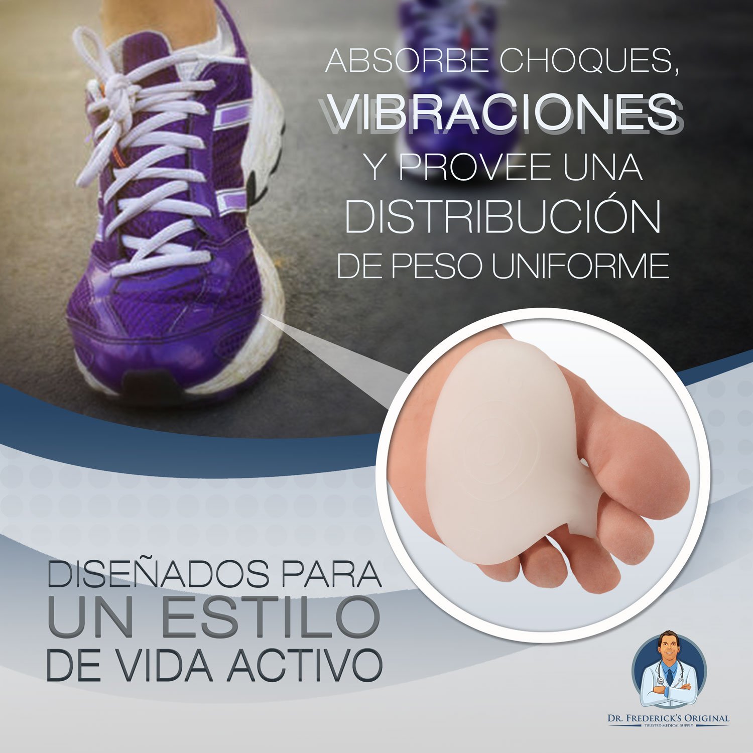 Conjunto de Almohadillas para el Metatarso de 2 Piezas de Dr. Frederick\'s– Cojines para Aliviar el Dolor Rápidamente