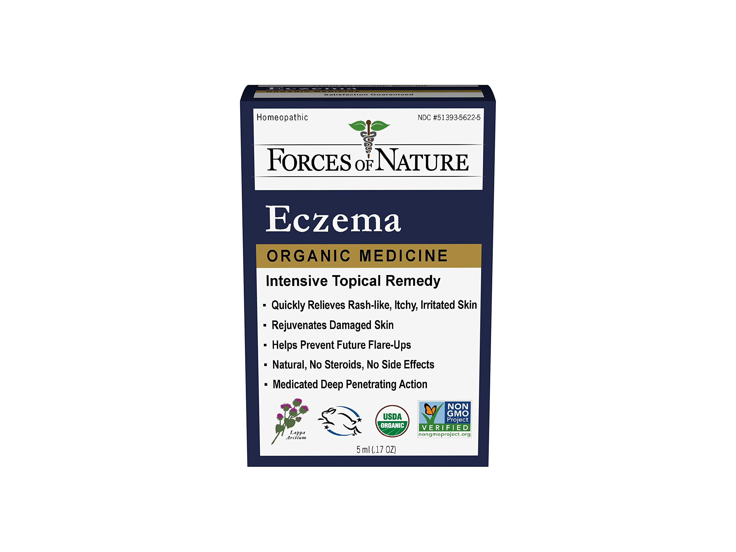 Forces of Nature Eczema Control, Sensitive, Dry and Itchy Skin Relief, Steroid-Free Skin Care for Flare-Ups, Eczema Treatment for Adults, Organic Homeopathic Medicine, Fast-Acting, 0.17 FL OZ