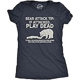 Womens Bear Attack Tip T Shirt Funny Camping Hiking Outdoor Adventure Sarcastic Tee