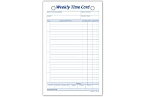 Adams Weekly Time Cards, 1-Sided, 4.25 x 6.75 Inches, White Index Bristol Paper, 100 Cards Per Pack (9616ABF)