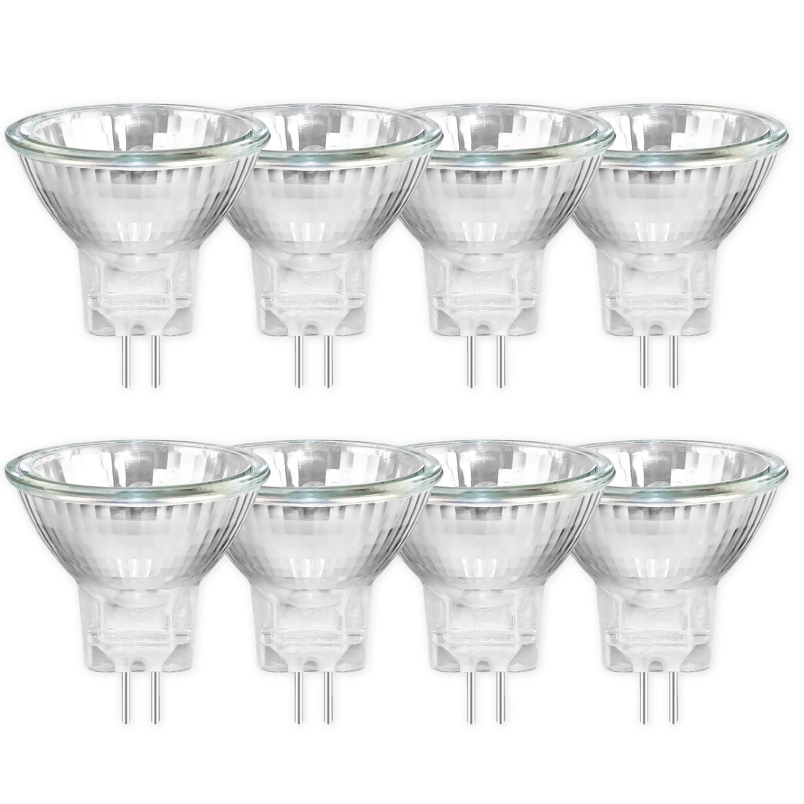 Caldarax 8 Pack MR11 GU4 20W 12V Halogen Reflector Bulb, Warm White 2700K, Dimmable Halogen Spotlight 35mm Diameter, 250LM, GU4 Bi-Pin Base, 30°Beam Angle, 35mm*35mm, for Hallway, Ceiling Spotlight