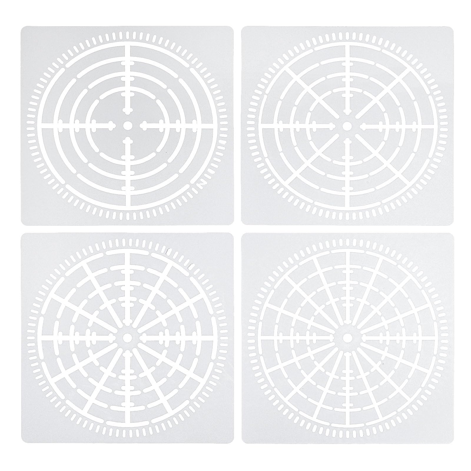 PATIKIL 4 8 12 16 Segment Mandala Stencil, 4 Pack 6" Mandala Stencils Reusable Mandala Template Painting Tool for Drawing on Wood Fabric Glass Wall, White