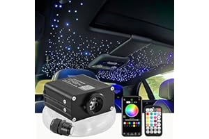 ATOKEE 16W Twinkle 400pcs Starlight Headliner Kit, 0.03in 9.8ft Fiber Strands Small Size Star Lights for Car Roof Use with APP/RF Remote Music Mode
