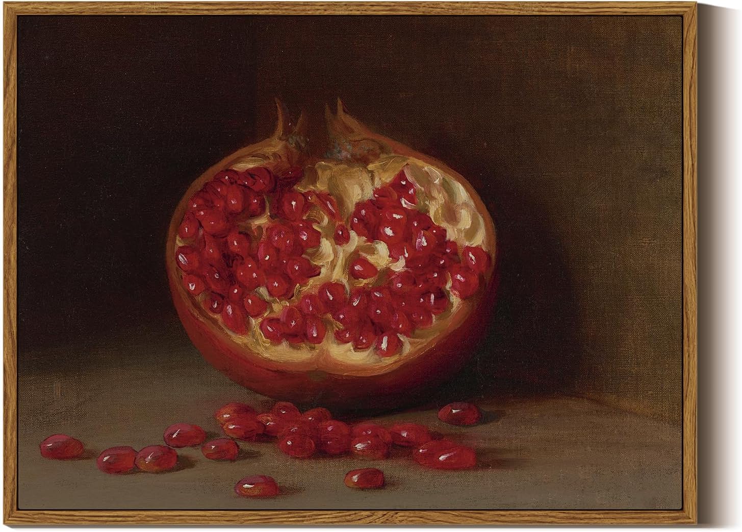 Wall Décor - ARPEOTCY Still Life Vintage Wall Art, Framed Canvas Wall Art Decor, Farmhouse Wall Decor for Living Room, Vintage Painting for Kitchen, Dining, 12x16 inches (A Pomegranate, Siena)