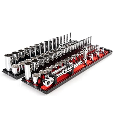 TEKTON 1/4 Inch Drive 12-Point Socket and Ratchet Set with Rails