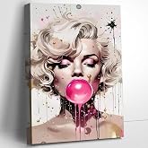 CanvasGarden Marilyn Monroe Canvas Wall Art, Bubble Gum Portrait Vintage Poster Color Picture Home Decor, Framed Prints for Living Room Bedroom Office Decor, 16x24x0.75Inch