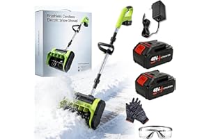 Snow Shovel Electric Cordless, 40v Brushless Cordless Snow Shovel, 13-Inch Electric Snow Blower with 2X 4.0ah Batteries & Cha