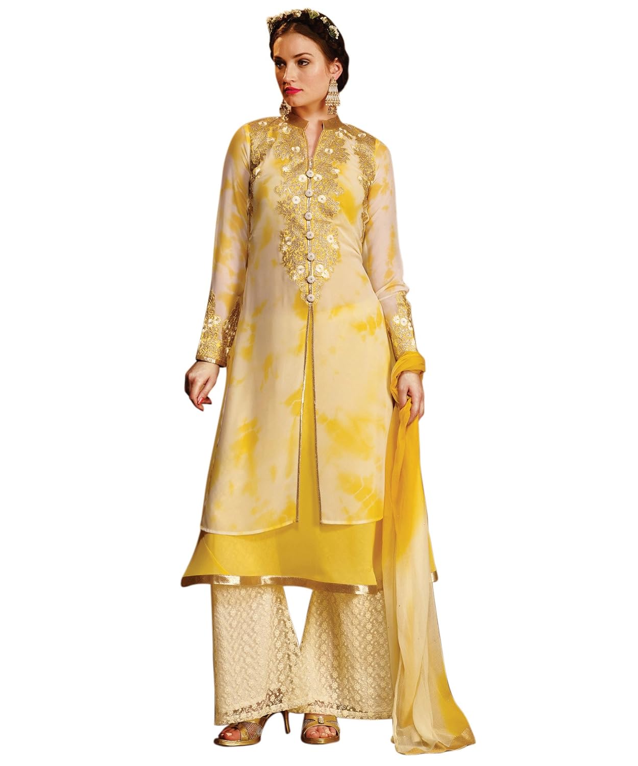 yellow kameez and white salwar