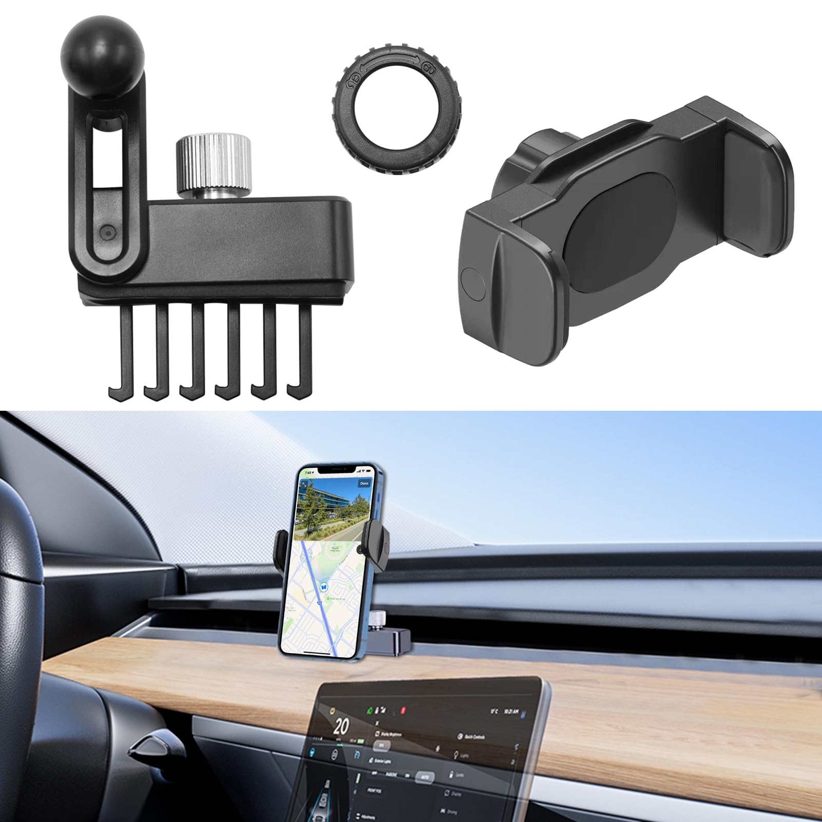 TTCR-II Customized Car Phone Holder Compatible with Tesla Model 3 2017-2023/Model Y 2020-2024, Smartphone Mount Mobile Phone Cradle Model 3/Y Car Accessories Mobile Phone Mount