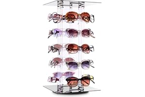 MOOCA Acrylic Rotating Sunglasses & Eyewear Holder Display Sunglasses Organizer Stands Sunglasses Rack, 20 Frames