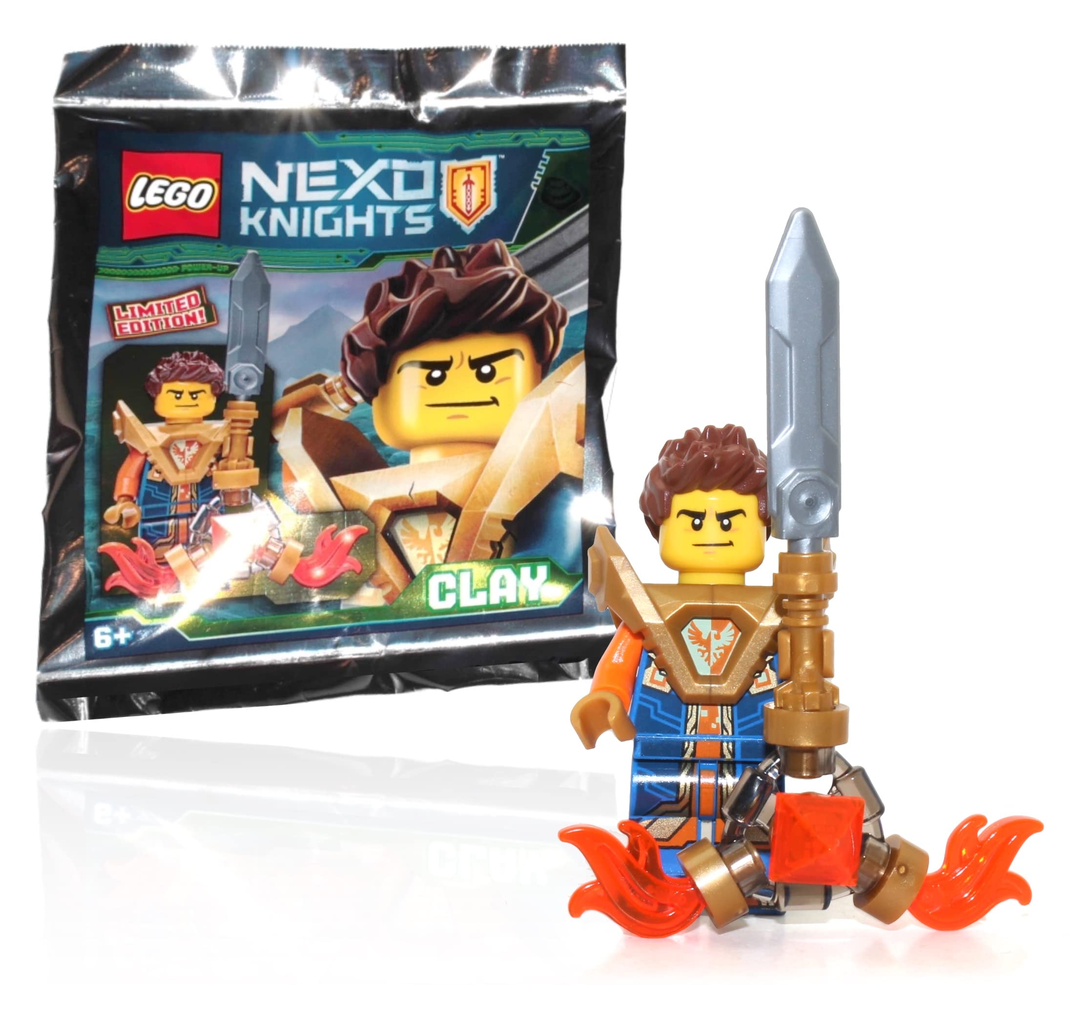 LEGO Castle Nexo Knights Minifigure - Clay with Armor and Sword with Flames (Limited Edition Foil Pack),15 pcs
