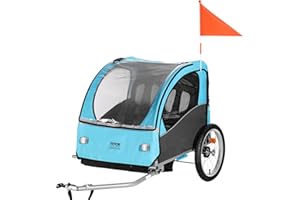 VEVOR Bike Trailer for Toddlers, Kids, Double Seat, 110 lbs Load, Tow Behind Foldable Child Bicycle Trailer with Universal Bi