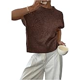 SOLY HUX Women's Short Sleeve Sweater 3D Floral Sweaters Pullover Tank Tops Knit Vest Trendy Fashion Clothing