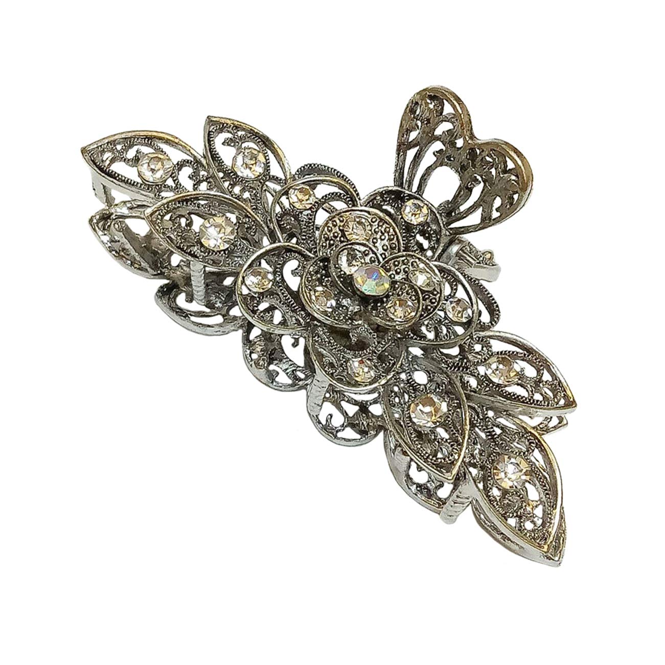 Fodattm Women Girls Vintage Alloy Rhinestone Large Size Hair Jaw Clips Hairpin Fashion Retro Flowers Hair Claw Clip for Thick Hair (B#)