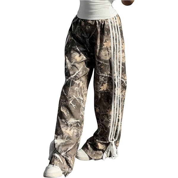 Hesaco Y2K Aesthetic Camo Cargo Pants for Women - 2000s