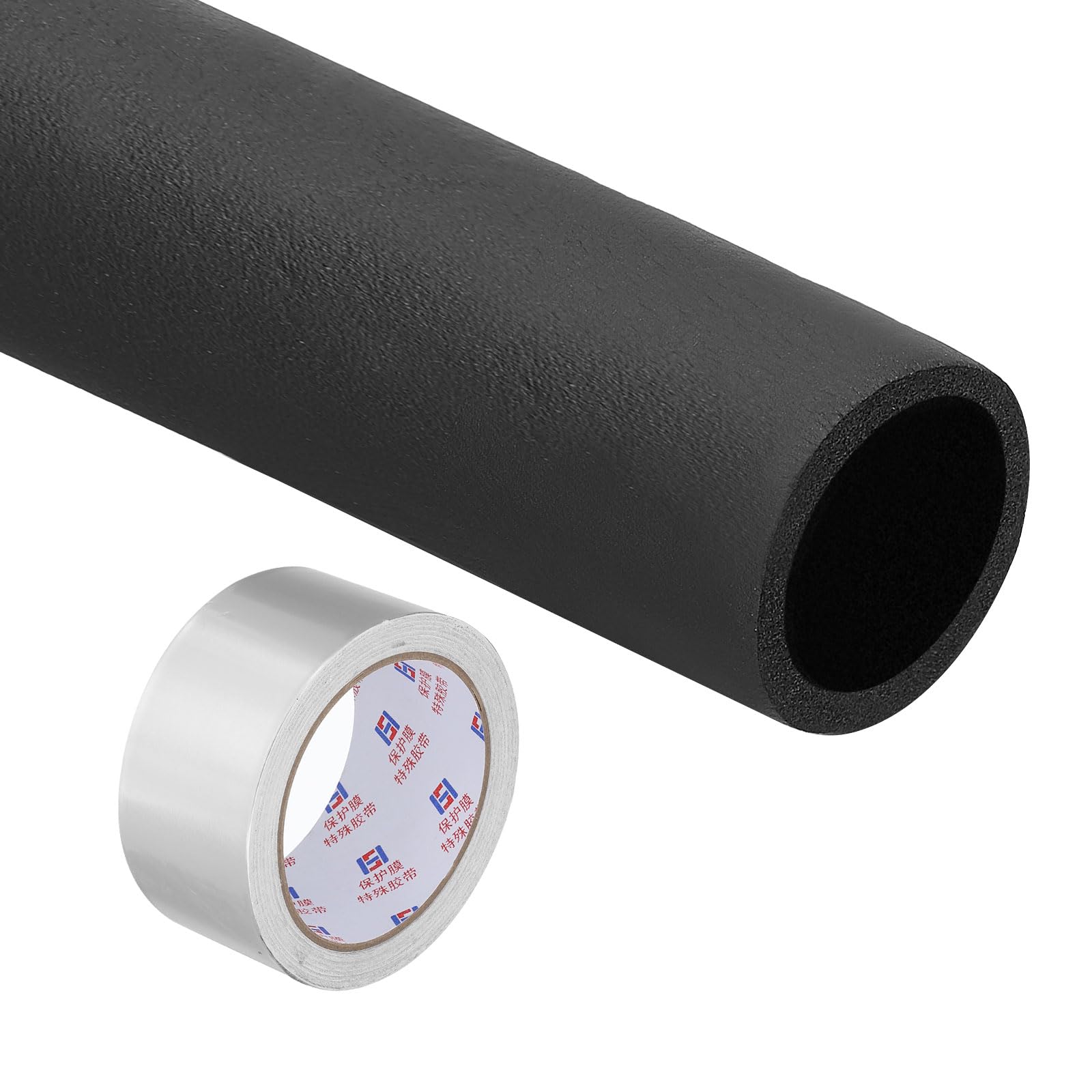 PATIKIL 1-1/4"(32mm) ID x 6Ft Pipe Insulation Foam Tube Set, Pipe Cover Wrap Roll Bar Padding Tubing with Aluminum Foil for Handle Grip HVAC Outdoor Air Conditioner Units