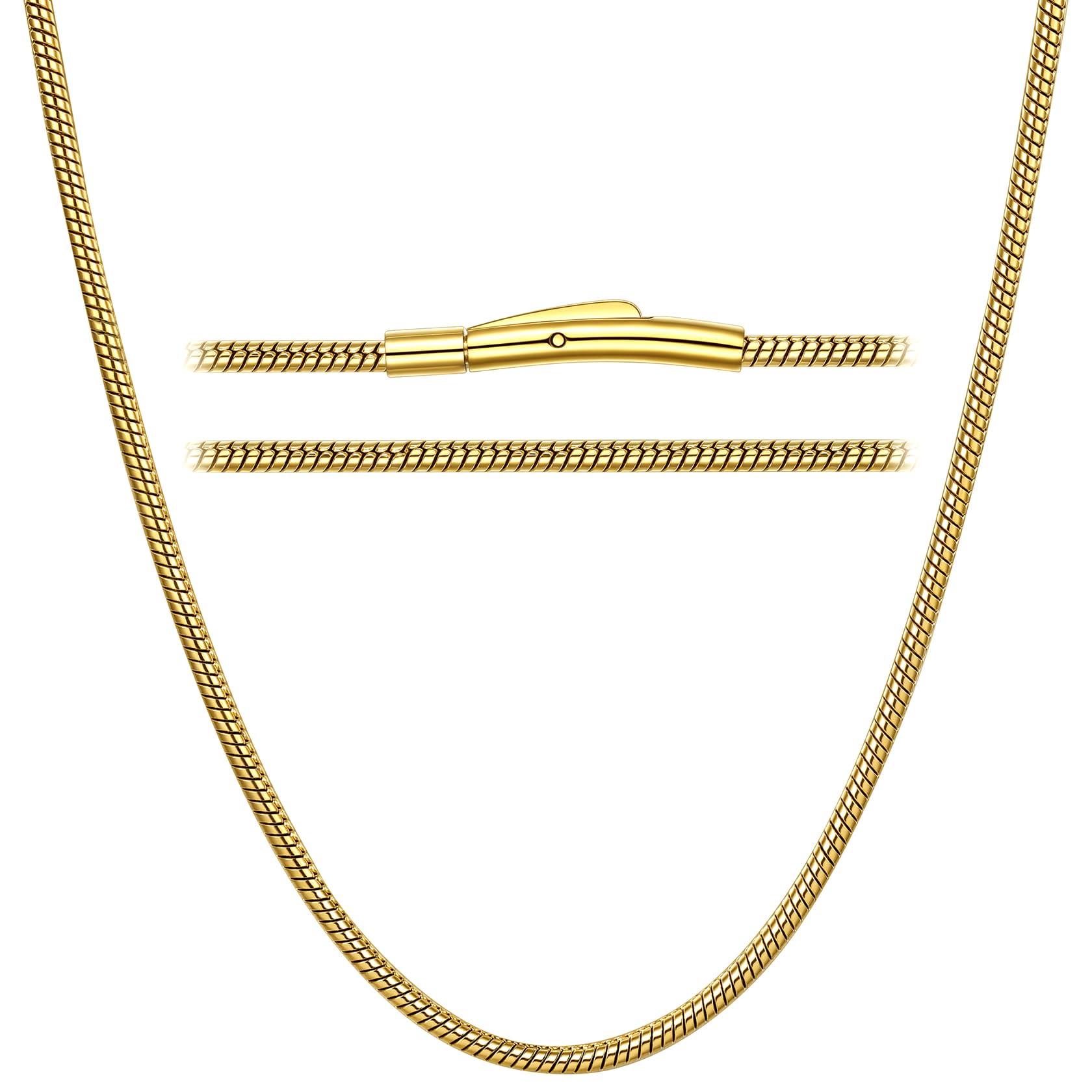 ChainsHouse Gold Plated Herringbone Necklace Replacement Chain for Mens Thin Herringbone Chains Men Dainty Gold Snake Chain for Pendant