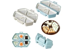 Asphodelia 2-Pack Triangle Onigiri Mold 6-in-1 Bento Rice Ball Maker, Non-Stick Sushi Mold for Easy Seaweed Rice Balls, BPA-F