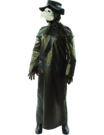 Mens Black Halloween Plague Doctor Fancy Dress Costume-43742