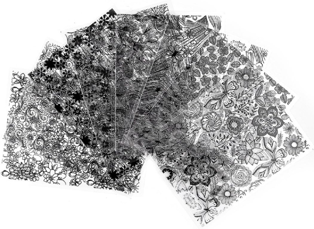 YABINA 8 Sheet/set 3D Foils Nail Vinyls Nail Stencil Sticker Sheets Set for Nail Art Design (Black)