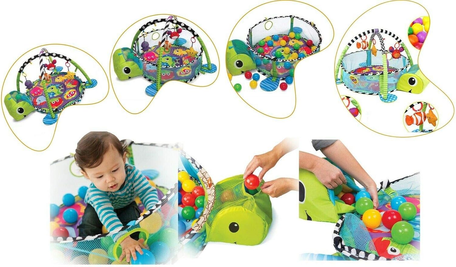 Grow with Me 3in1 Baby Play Activity Gym Mat and Ball Pit with Mesh