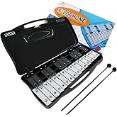 EASTROCK 25 Notes Xylophone Professional Glockenspiel with Box Stick Black | Aluminum Alloy Piano Keys ABS Hard Storage Box Percussion Instrument Kit Suitable for Adult Beginners Music Performance
