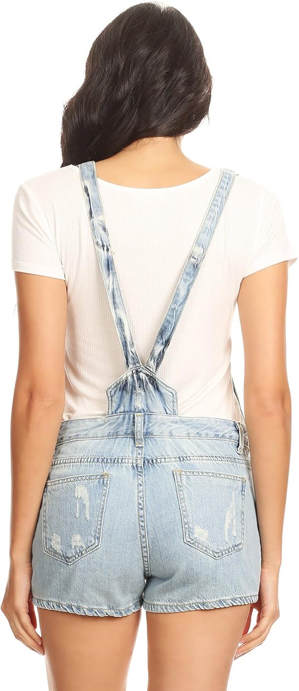 distressed overall shorts womens