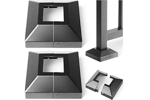 Hulave Split Post Base Cover, Fits 1.5"x1.5" Post/4"x4" Base, for Indoor/Outdoor Iron Railing, Fence, Stair Post Base Decorative Skirt Covers (2Pack-Black)