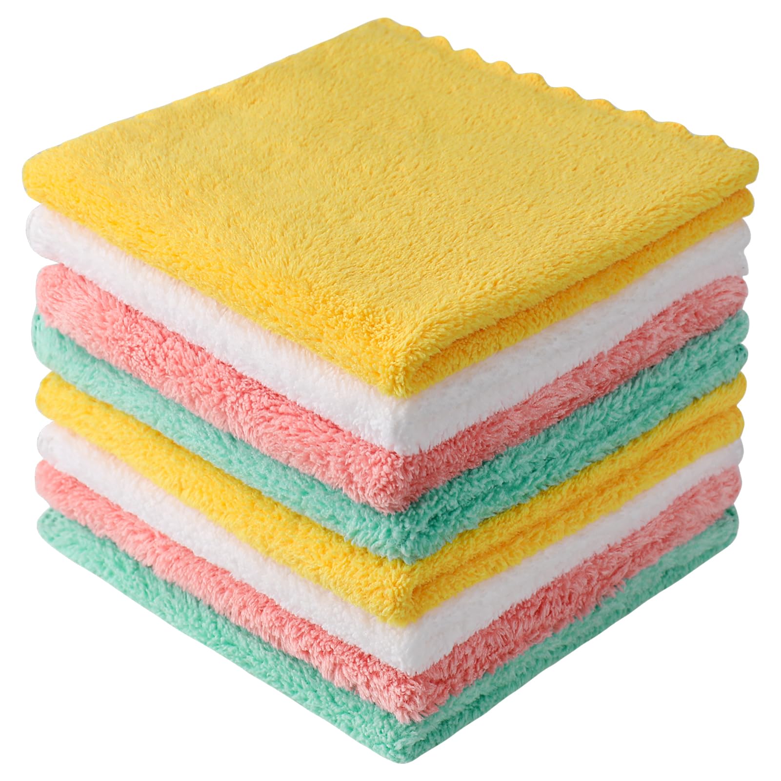 saerryor 8 Pack Flannel Face Cloth, 12 x 12 Inch Soft Face Towels Make Up Remover Cloth Reusable Microfibre Face Cloth Facial Cleansing Cloths Baby Wash Cloth for Women Kids