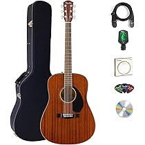 Fender CD-60S Solid Top Dreadnought Acoustic Guitar - All Mahogany