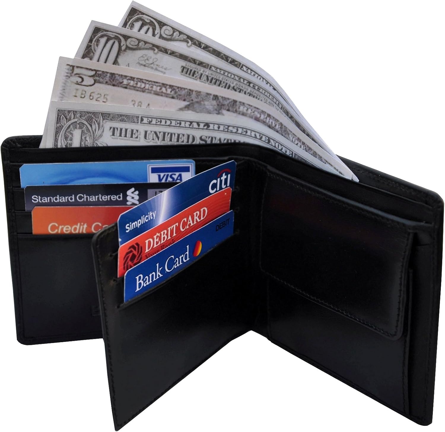 Bdgiant Trifold Bifold Mens Leather Wallet with Coin Pocket