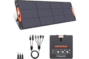 SOKIOVOLA N-Type 16BB 200W Portable Solar Panel for EF/Jackery/Bluetti/Anker Power Station 20V Foldable Solar Panel 25% High Efficiency IP68 Waterproof for Outdoor Trip RV Camping Blackout Off Grid