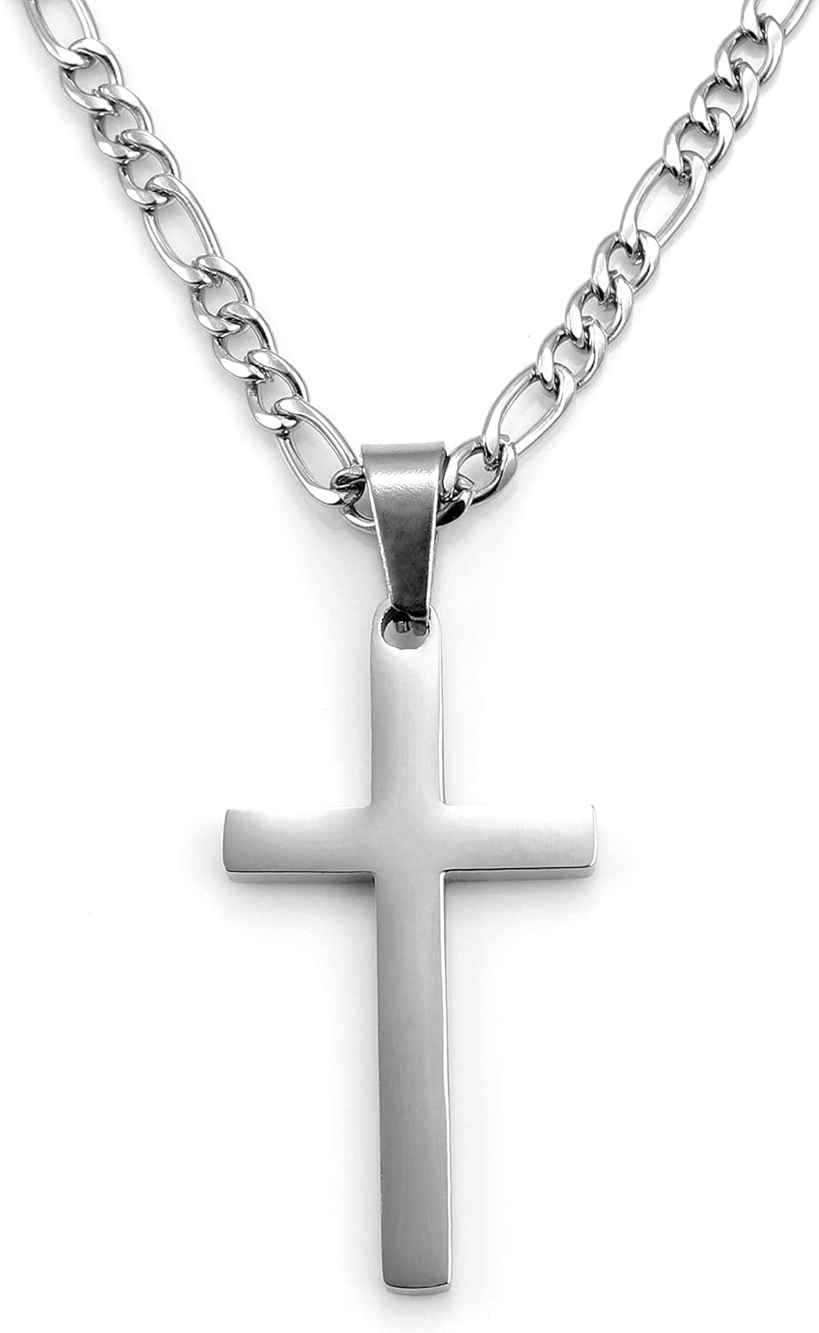Cross Necklace for Men, Stainless Steel Silver Cross Necklaces for Men