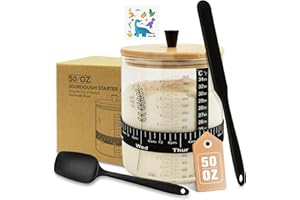 Rakovar 50oz Sourdough Starter Jar Kit, Wide Mouth Sourdough Container, Extra-Large Capacity Sourdough Jar for Sour Dough Bread, Sourdough Starter Kit(1Pack)