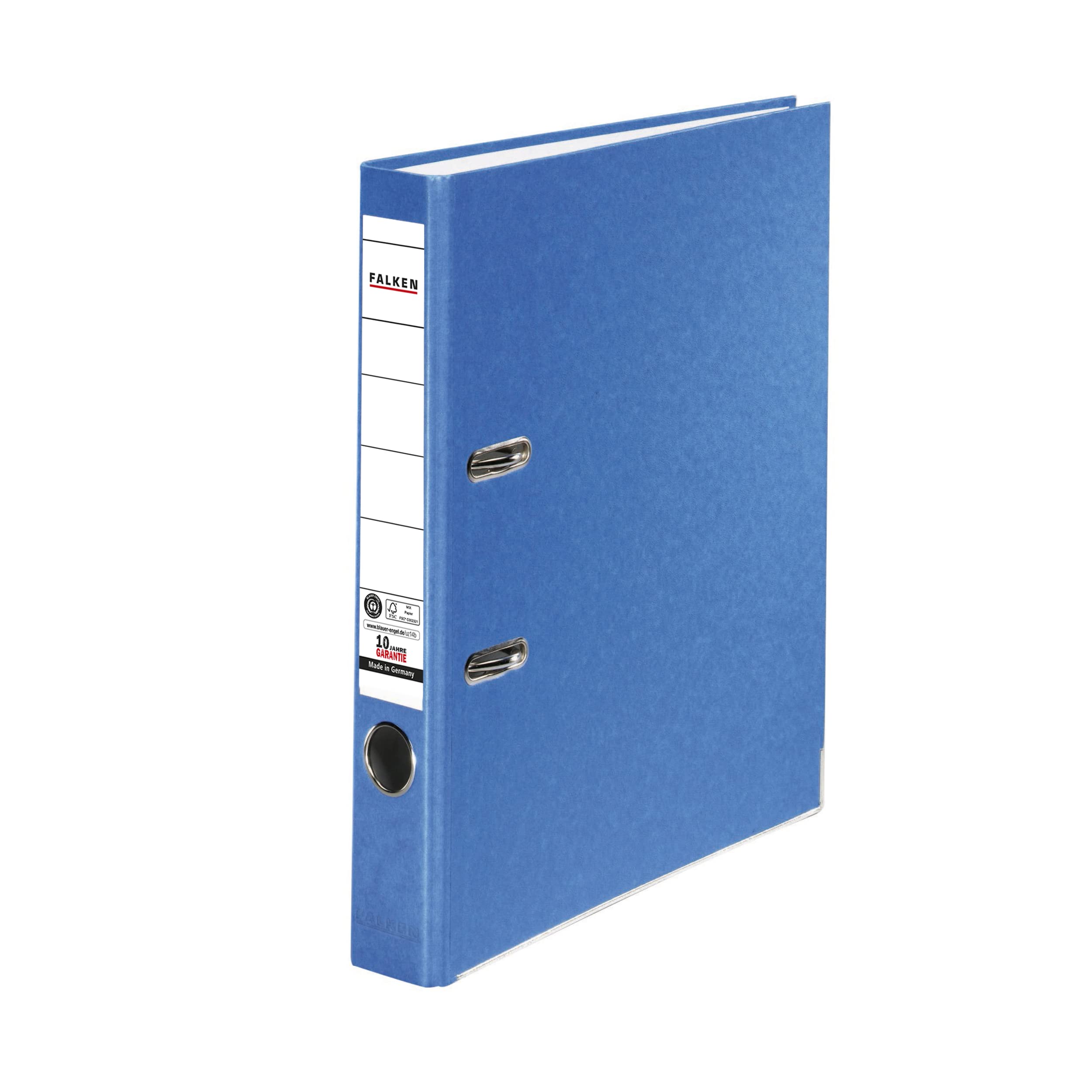 Original Falken Recycolor environmental folder Öko. Made in Germany. Coloured paper cover outside 5 cm narrow DIN A4 blue ring binder file folder letter file office file cardboard file CO2 neutral Blue Angel