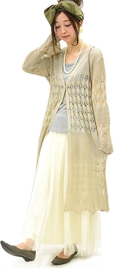 Amazon アンドイット And It 透かしレース編み リネンミックス ロングカーディガン レディース 羽織り トッパー カーディガン ボレロ 通販