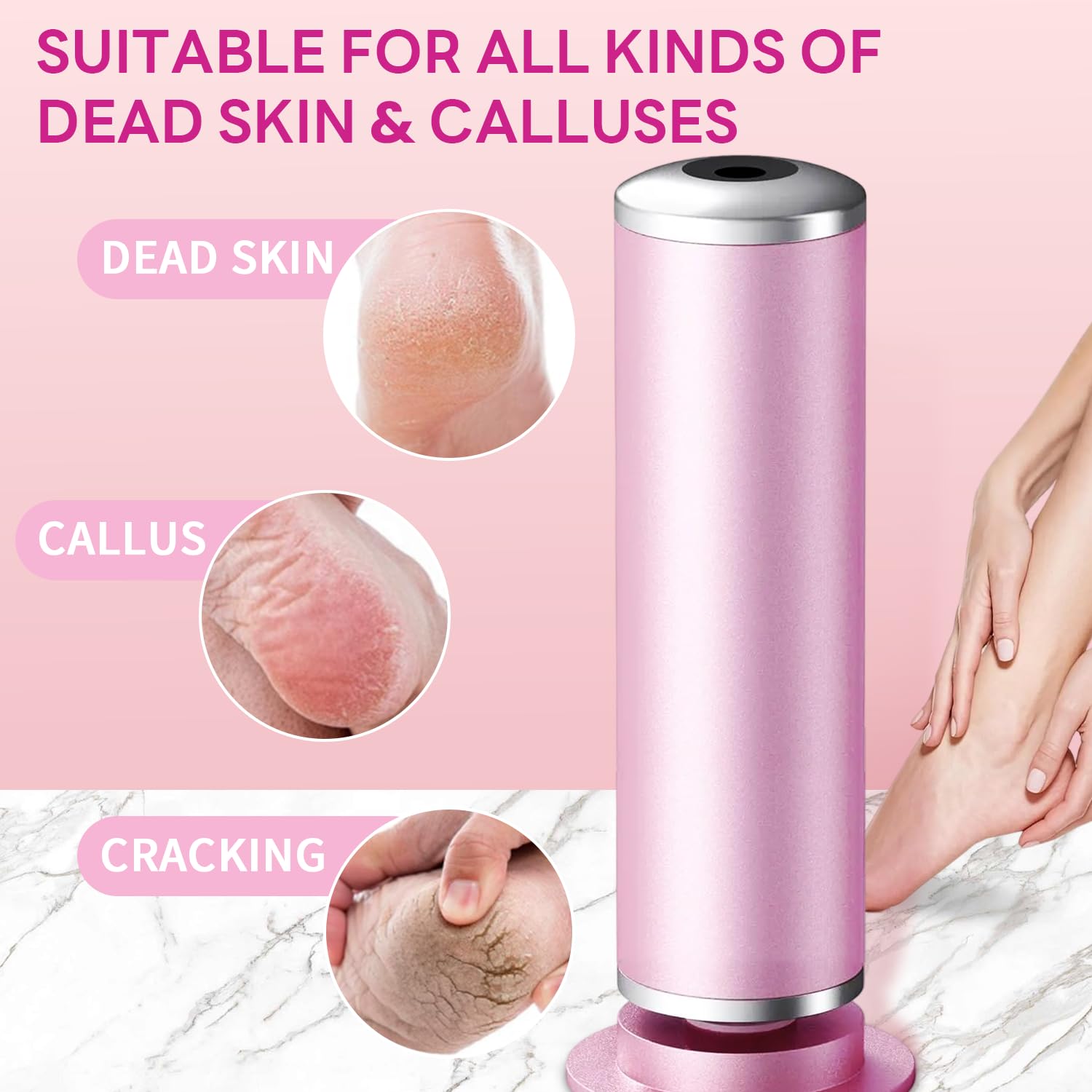 Dermave Electric Foot Callus Remover, 800RPM Electric Foot File Callus Remover for Feet with 60 pcs Sandpaper Discs, Stepless Speed Professional Foot Scrubber Pedicure Tools for Dead Skin and Calluses