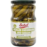 Sadaf Pickled Cucumbers with Tarragon - Pickled Cucumber for Cooking, Flavoring or Snacking - Kosher - 24 Oz Jar