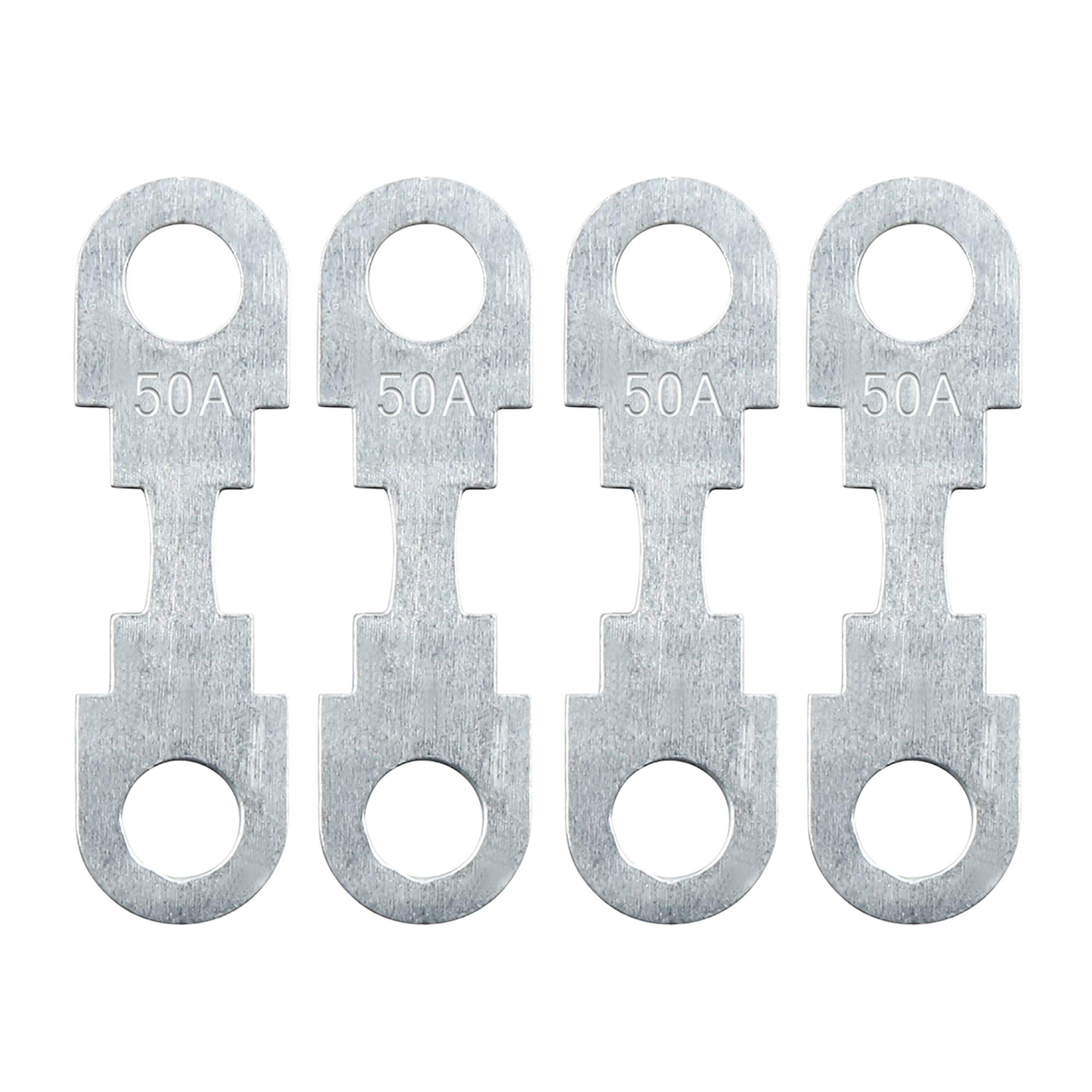 sourcingmap 4pcs 50A Flat Fuse Strip Metal Silver Tone for Car DC 32V Universal