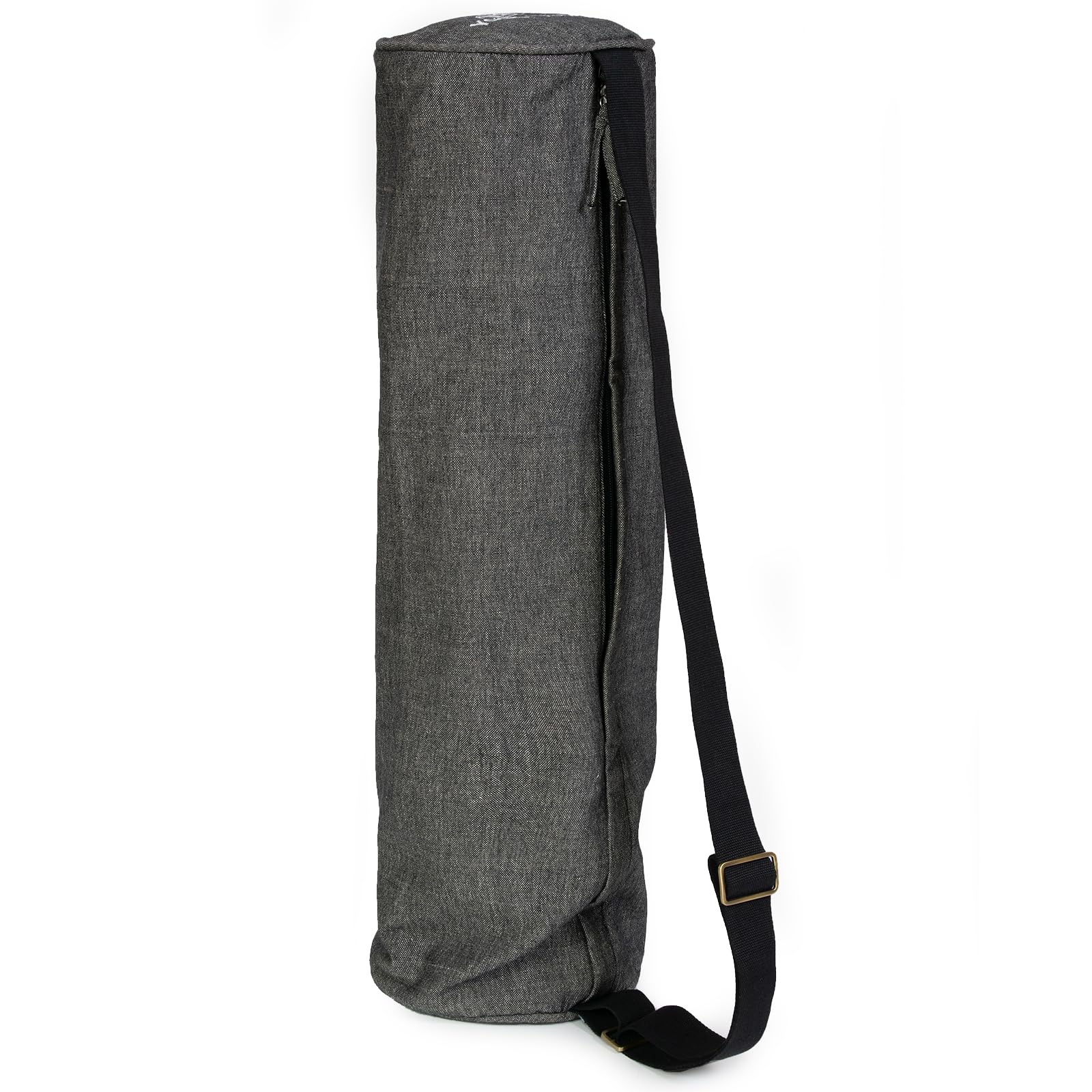 Yoga Studio Organic Cotton Two Toned Yoga Mat Bag with Adjustable Shoulder Strap and Pocket (Black)