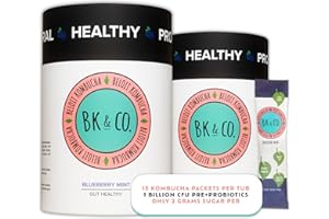 BELOIT KOMBUCHA COMPANY Beloit Kombucha Tea Powder, Water Flavor Packets, Organic Probiotic Drink for Gut Health, Healthy Drinks, Low Sugar and Calorie Mix, No Apple Cider Vinegar Taste, 30 Pack (Blueberry Mint Flavor)