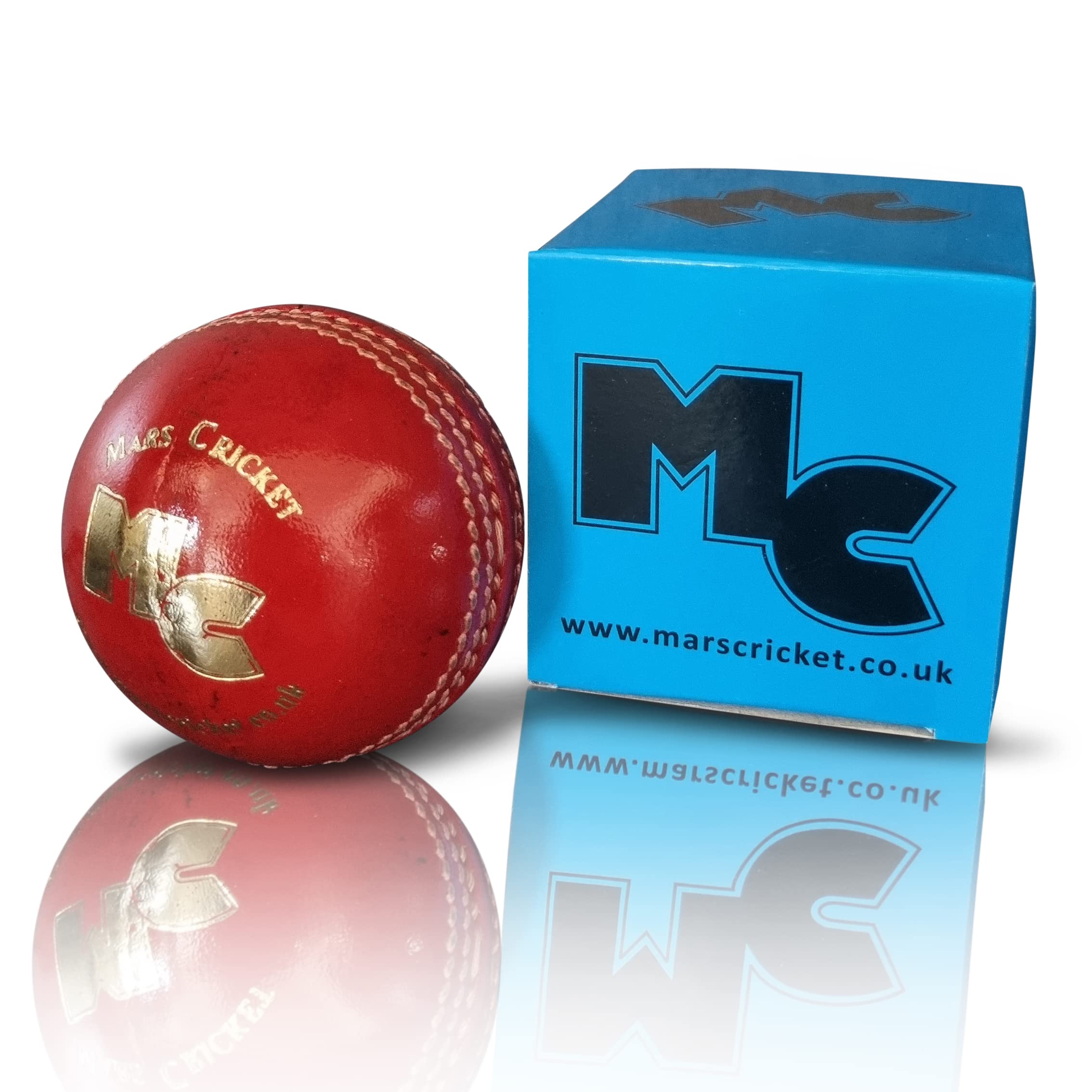 MC Mars Cricket Leather Cricket Ball Adult Hand Stitched Match Quality Balls Weight 5.5oz / 156g, Red