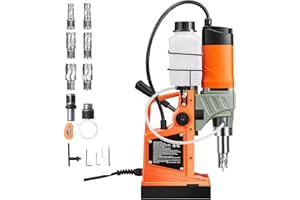 Uargd Magnetic Drill with 1450W Motor, 2-inch Boring Capacity, 2878 lbf Portable Electric Drill Press, Includes 6 Coring Bits