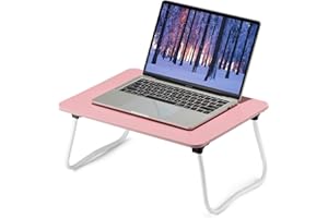 ZEAPTAC Laptop Bed Desk, Foldable Lap Table, Portable Study Table, Laptop Desk/Stand for Bed, Lightweight & Mini Table for Breakfast/Picnic/Drawing/Couch/Floor - Pink