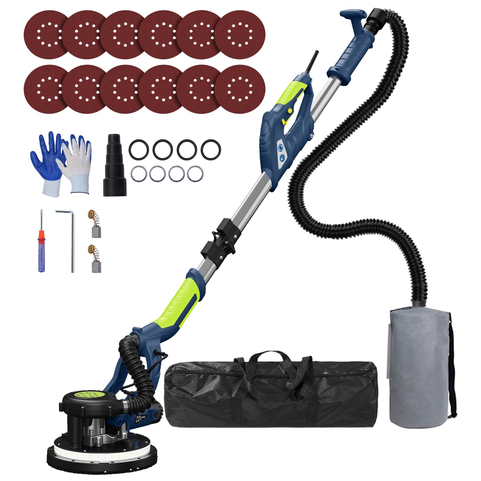 Photo 1 of *Dirty* Drywall Sander, 2025 Upgraded 8-Amp Popcorn Ceiling Removal Tool with 7 Variable Speed 800-1800RPM, Drywall Sander with Vacuum Dust Collector with Extendable Handle, LED Light,12pcs Sanding Discs,Blue