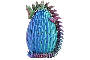 EXQDYNM 3D Printed Dragon Egg Toy 12" Crystal Articulated Dragon with Eyes Decor collectible