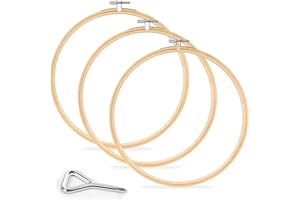 Caydo 3 Pieces Embroidery Hoop with Metal Screw Tool, 8 Inch Bamboo Embroidery Hoops for Embroidery and Sewing, Large Cross Stitch Hoop for Home Crafts and Ornaments