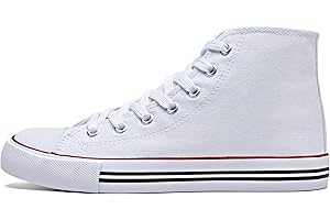 THE FASHION SUPPLY Women's High top Sneakers Classic High Tops Canvas Shoes for Women Lace up Tennis Shoes Fashion Canvas Sneakers Casual Shoes for Walking