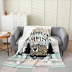 Camper All Season,Bed Blanket Happy Camping Plush
